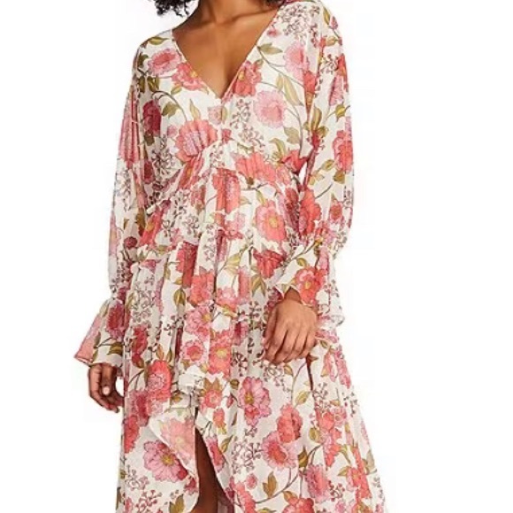 Steve Madden Dresses & Skirts - Steve Madden Floral Print V-Neck Long Sleeve High-Low Maxi Dress NWT!
